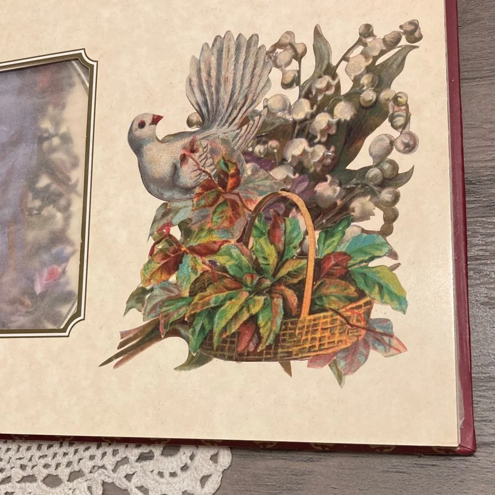 Vintage Victorian Photograph Album  Red Floral Cover